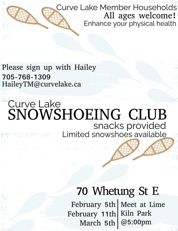 Snowshoeing Club ❄️ March 5 Curve Lake First Nation Curve Lake First Nation